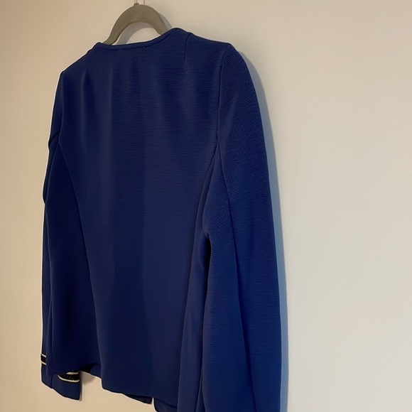NEW Libby Edelman Captain Jacket Blue Gold Button Long Sleeve Ribbed Medium - Picture 14 of 14